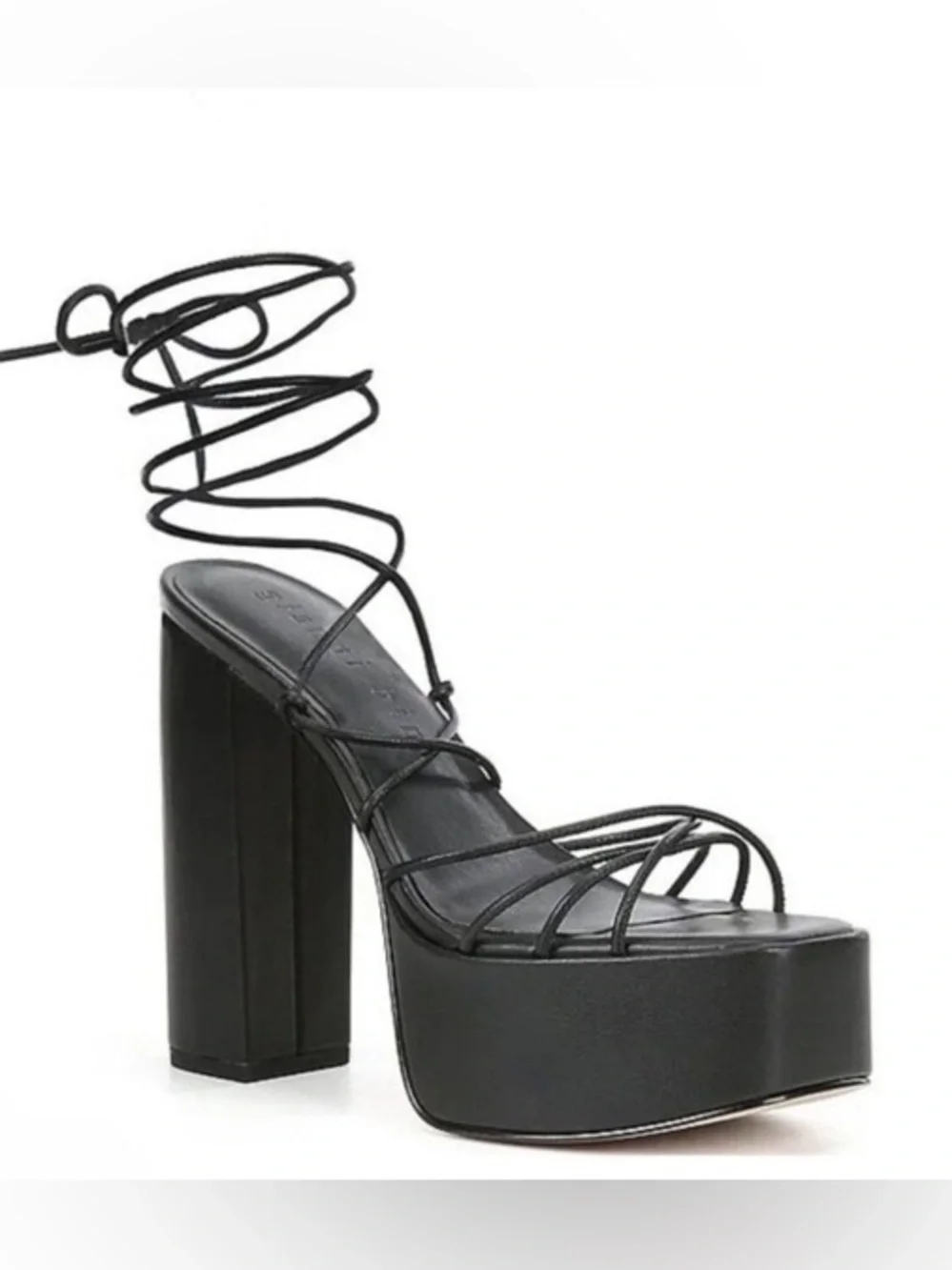 Gianni Bini Rixey Platform Sandals Size 7 Black Y2K Grunge Chunky Block Heel